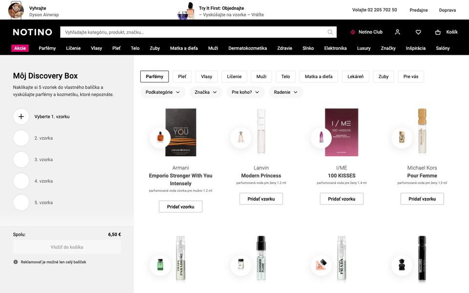 Screenshot of Notino Discovery Box